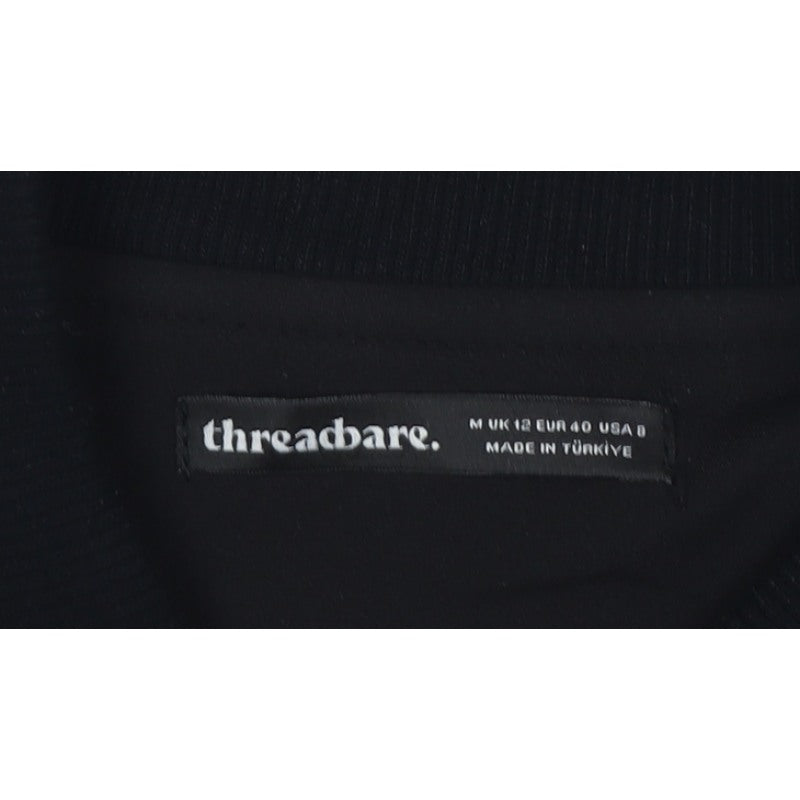 Threadbare Women’s Black UK 12 Bomber Jacket Snap Front Lined