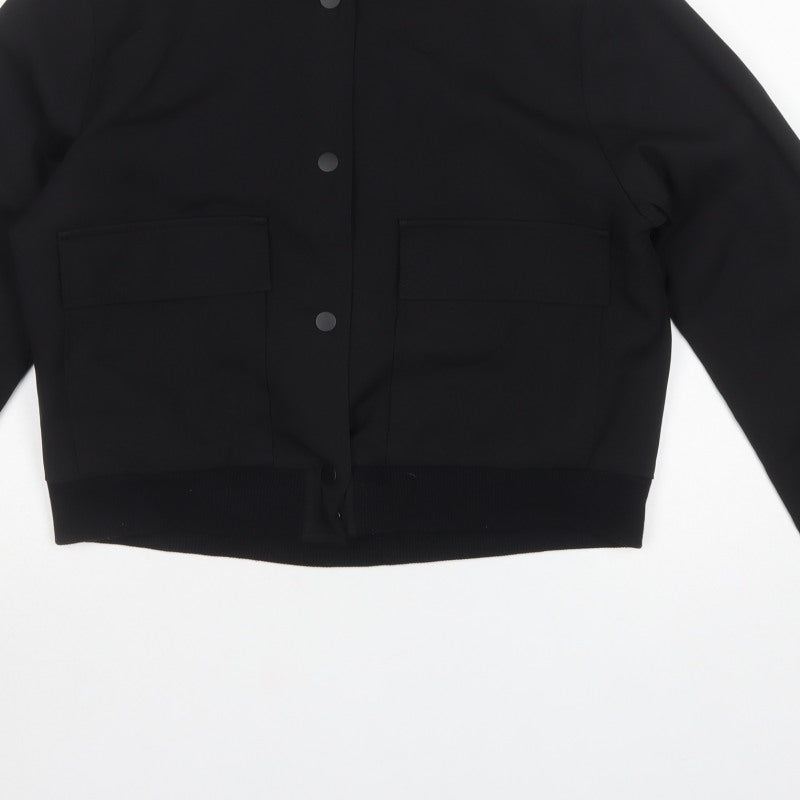 Threadbare Women’s Black UK 12 Bomber Jacket Snap Front Lined