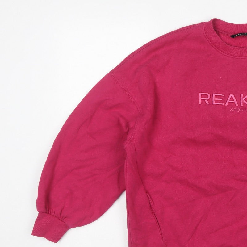 Reaktiv Women’s Pink S Pullover Sweatshirt Logo Crew Neck