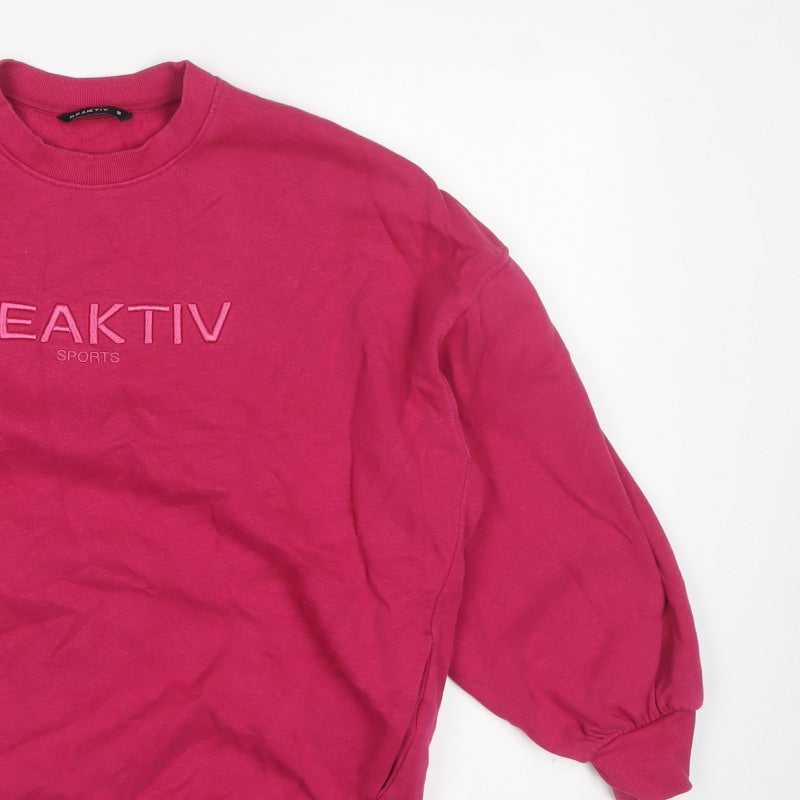 Reaktiv Women’s Pink S Pullover Sweatshirt Logo Crew Neck