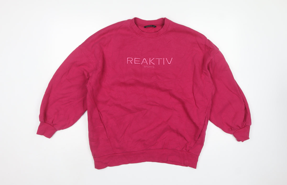 Reaktiv Women’s Pink S Pullover Sweatshirt Logo Crew Neck