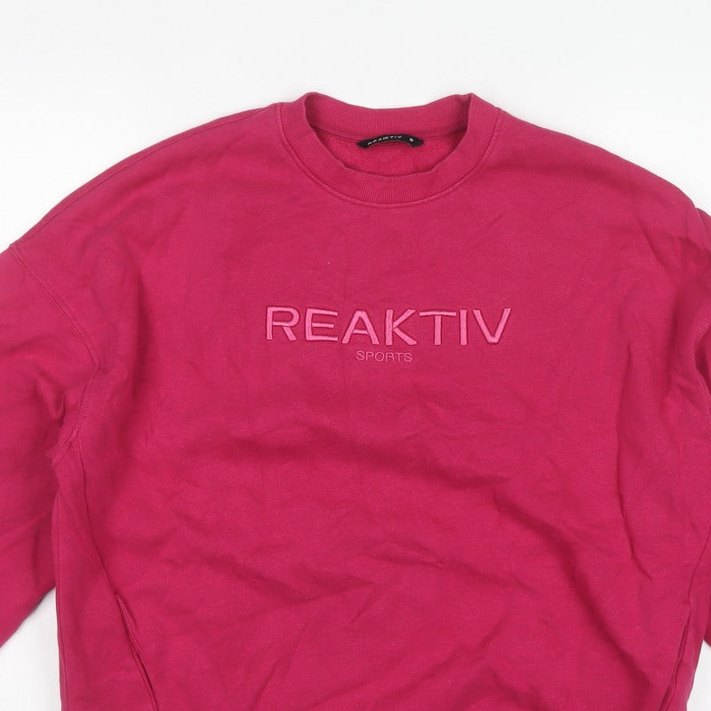 Reaktiv Women’s Pink S Pullover Sweatshirt Logo Crew Neck