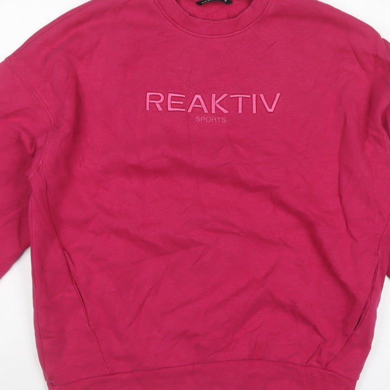 Reaktiv Women’s Pink S Pullover Sweatshirt Logo Crew Neck