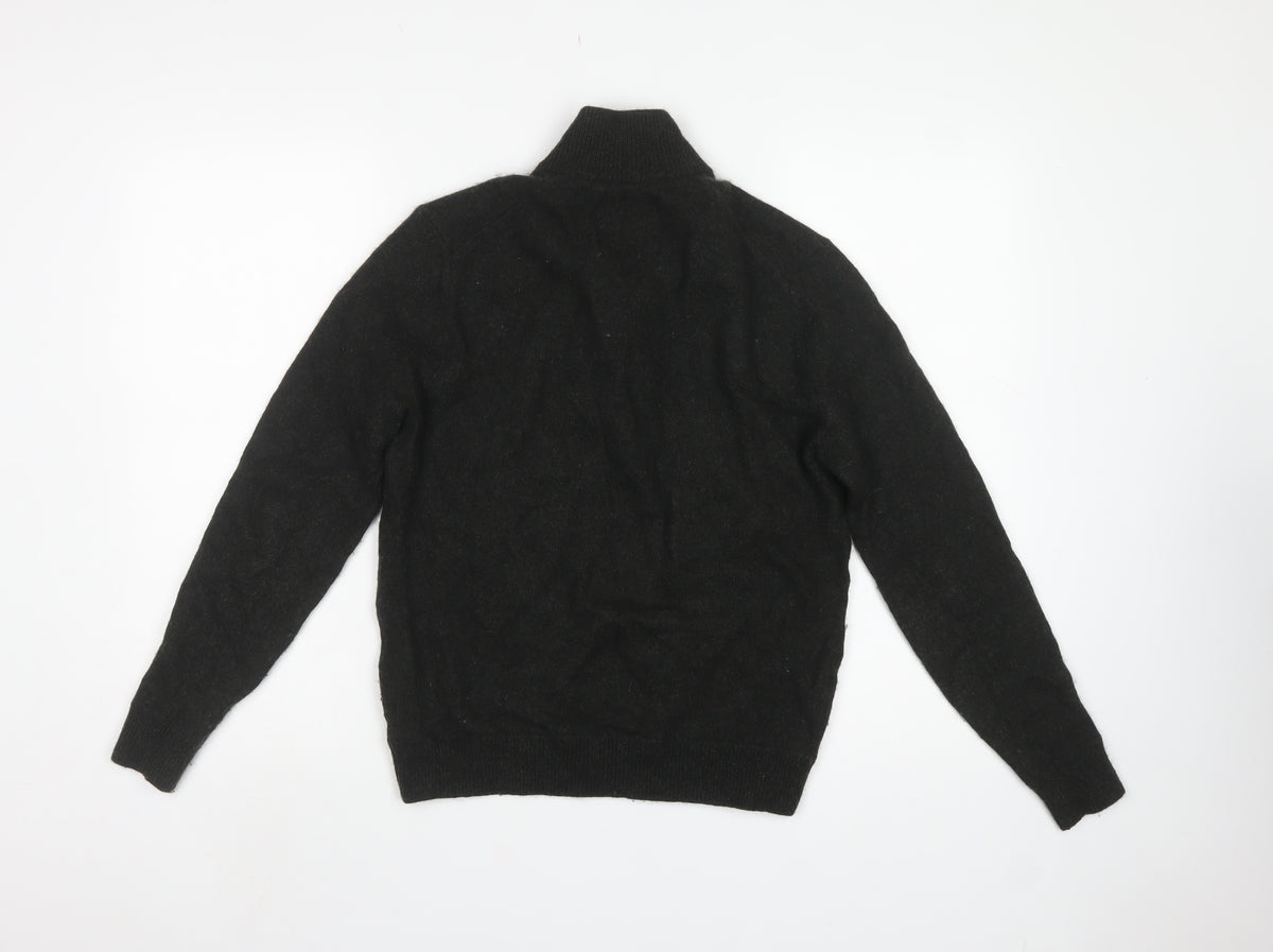 Superdry Women Black M Wool Blend 1/4 Zip High Neck Jumper