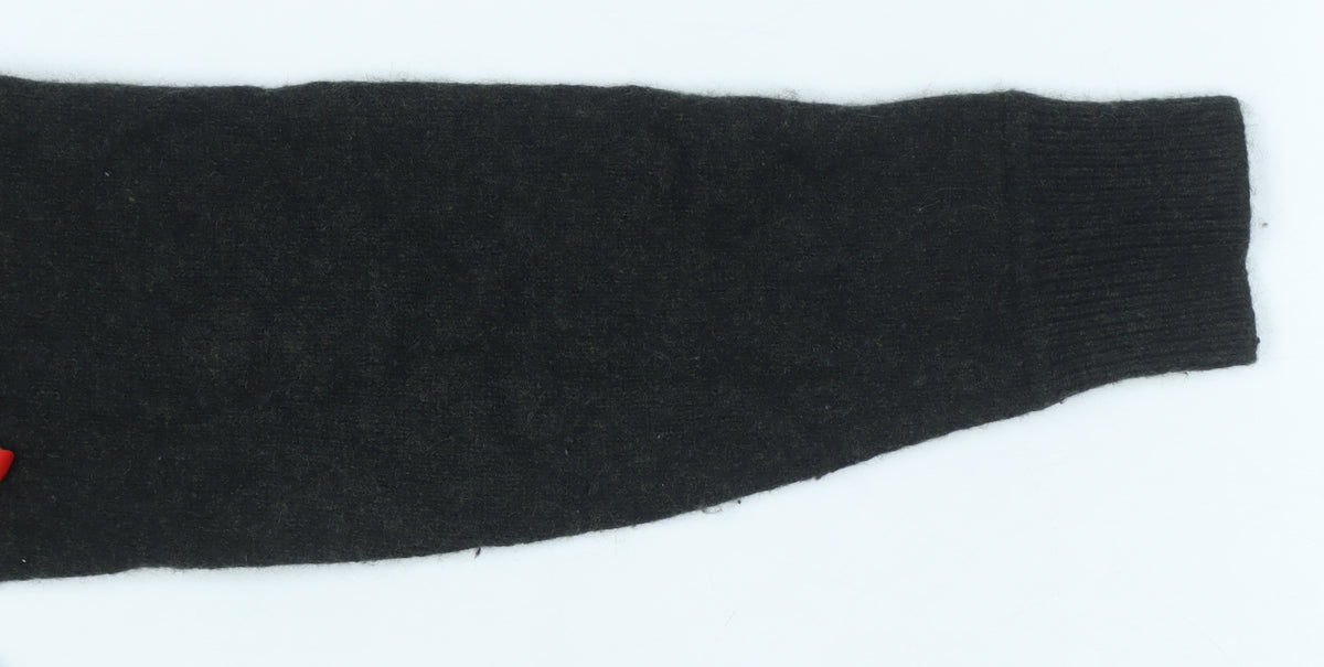 Superdry Women Black M Wool Blend 1/4 Zip High Neck Jumper