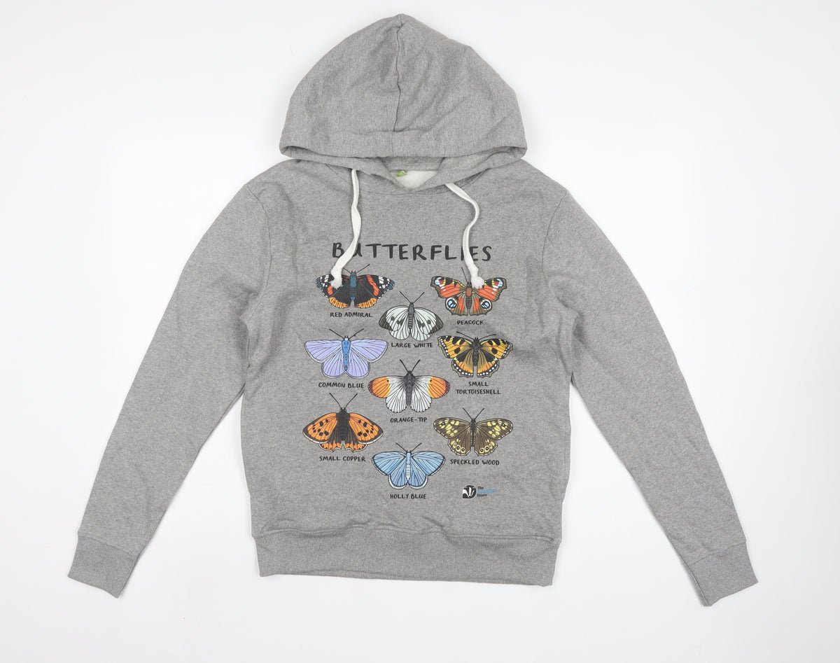 Teemill Women Grey Size 12 Butterfly Graphic Pullover Hoodie