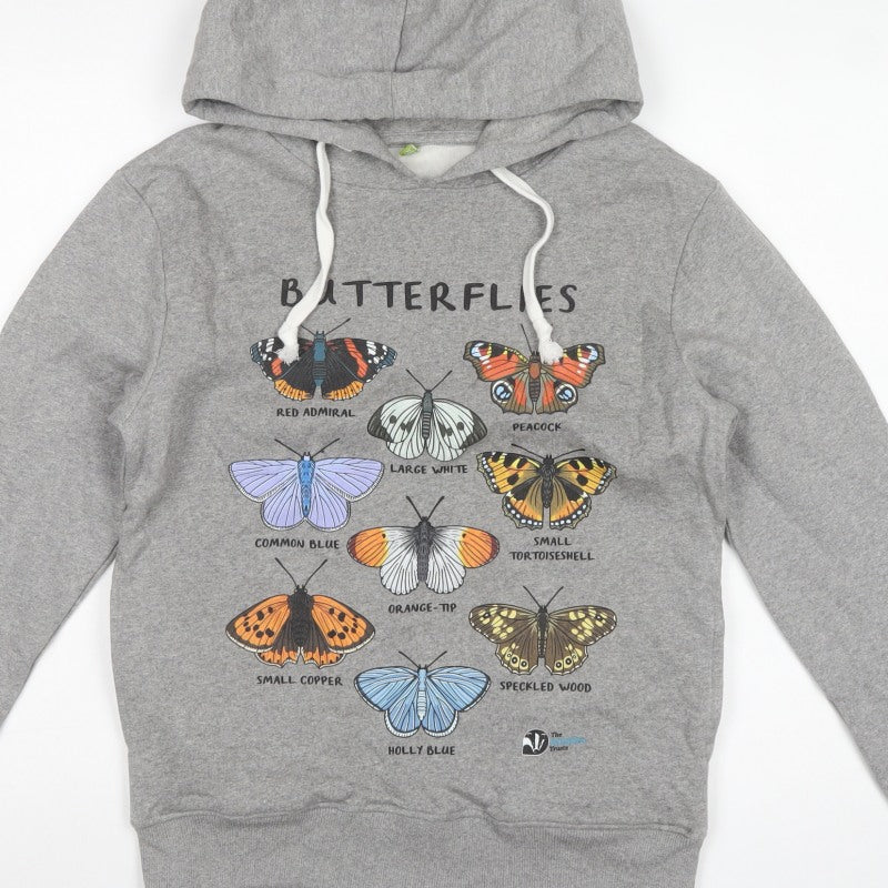 Teemill Women Grey Size 12 Butterfly Graphic Pullover Hoodie