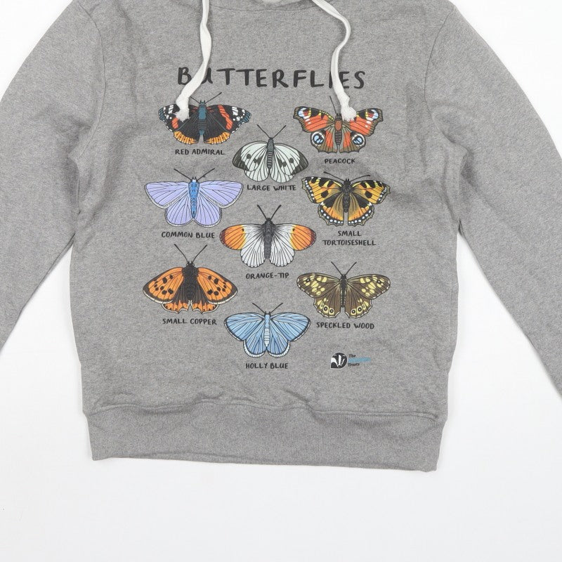 Teemill Women Grey Size 12 Butterfly Graphic Pullover Hoodie