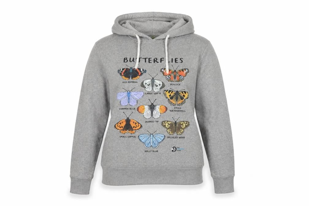 Teemill Women Grey Size 12 Butterfly Graphic Pullover Hoodie