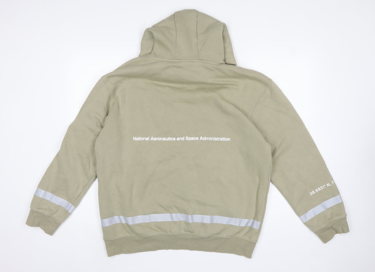 H&M Men’s Beige NASA Space Graphic Relaxed Fit Pullover Hoodie L