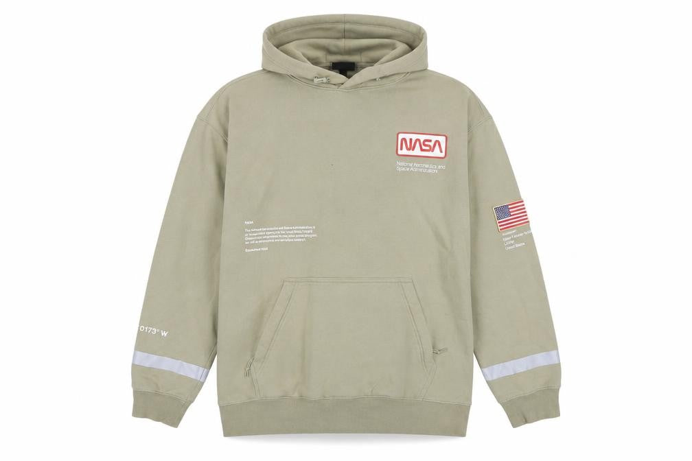 H&M Men’s Beige NASA Space Graphic Relaxed Fit Pullover Hoodie L