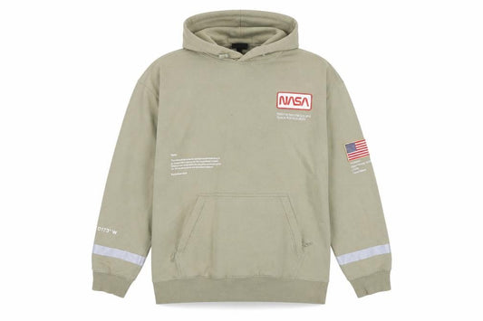 H&M Men’s Beige NASA Space Graphic Relaxed Fit Pullover Hoodie L