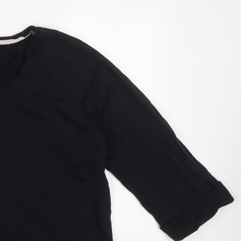 M&S Per Una Women Black L Cotton Drawstring Cowl Neck Sweatshirt
