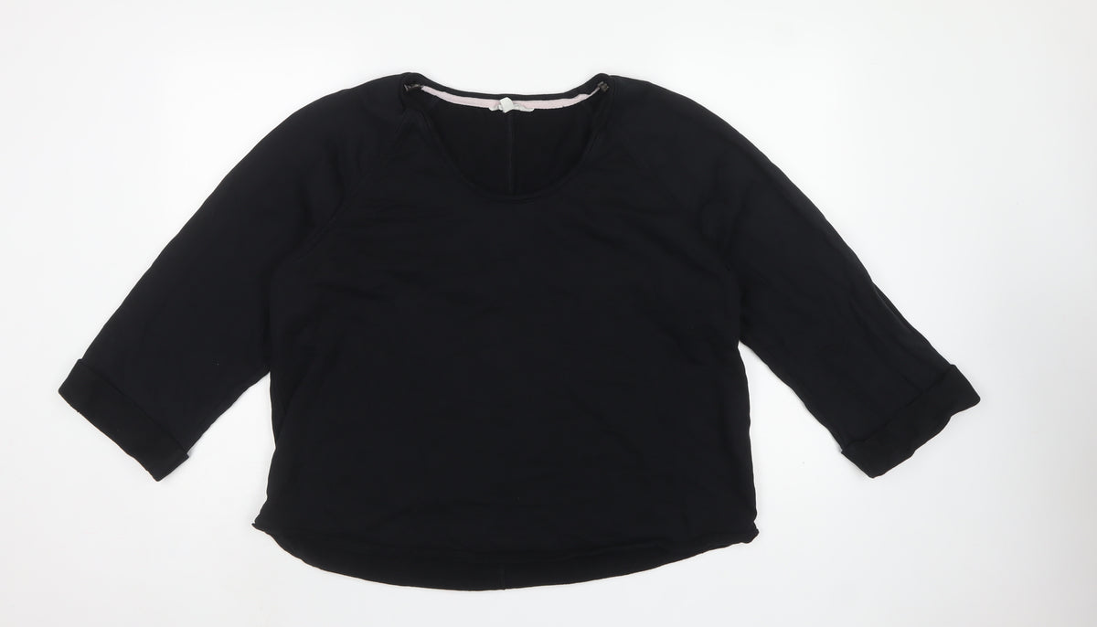 M&S Per Una Women Black L Cotton Drawstring Cowl Neck Sweatshirt
