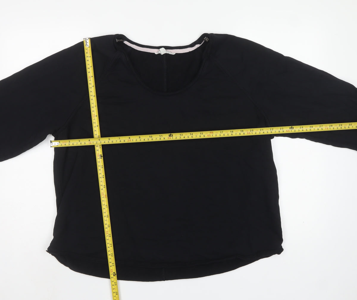 M&S Per Una Women Black L Cotton Drawstring Cowl Neck Sweatshirt