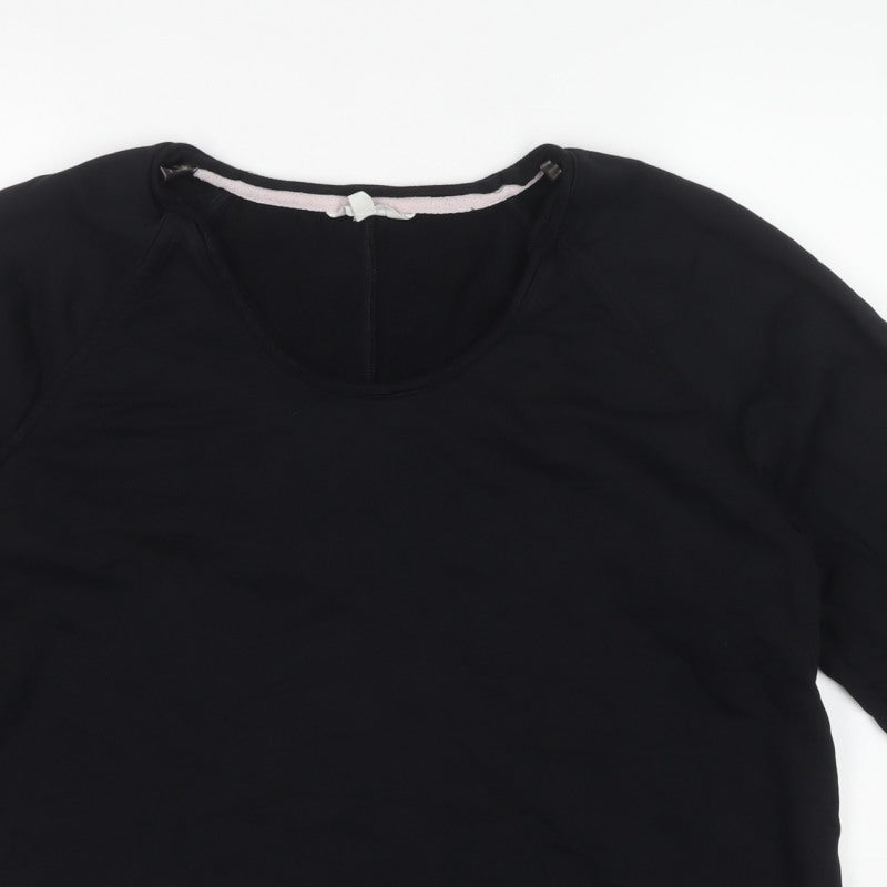 M&S Per Una Women Black L Cotton Drawstring Cowl Neck Sweatshirt