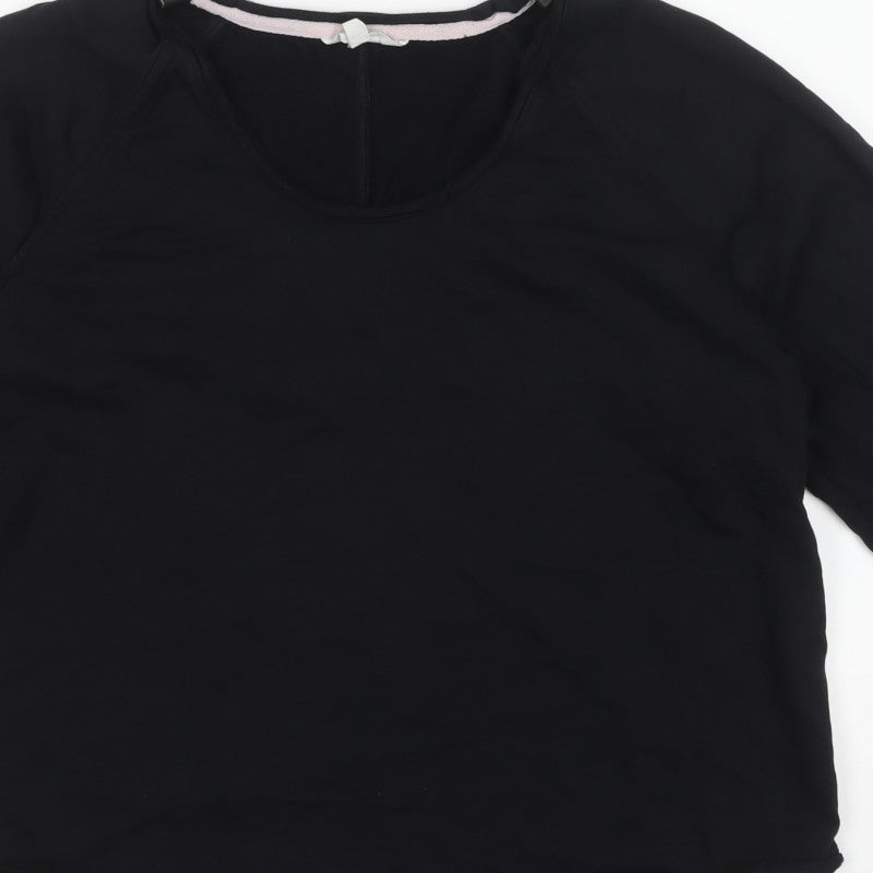 M&S Per Una Women Black L Cotton Drawstring Cowl Neck Sweatshirt