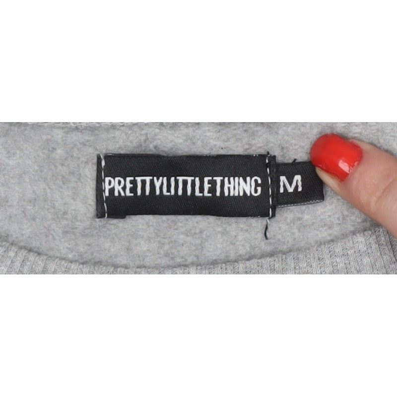 PrettyLittleThing Women Grey M Pullover Crew Neck Sweatshirt
