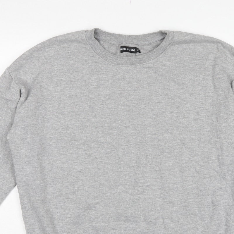 PrettyLittleThing Women Grey M Pullover Crew Neck Sweatshirt