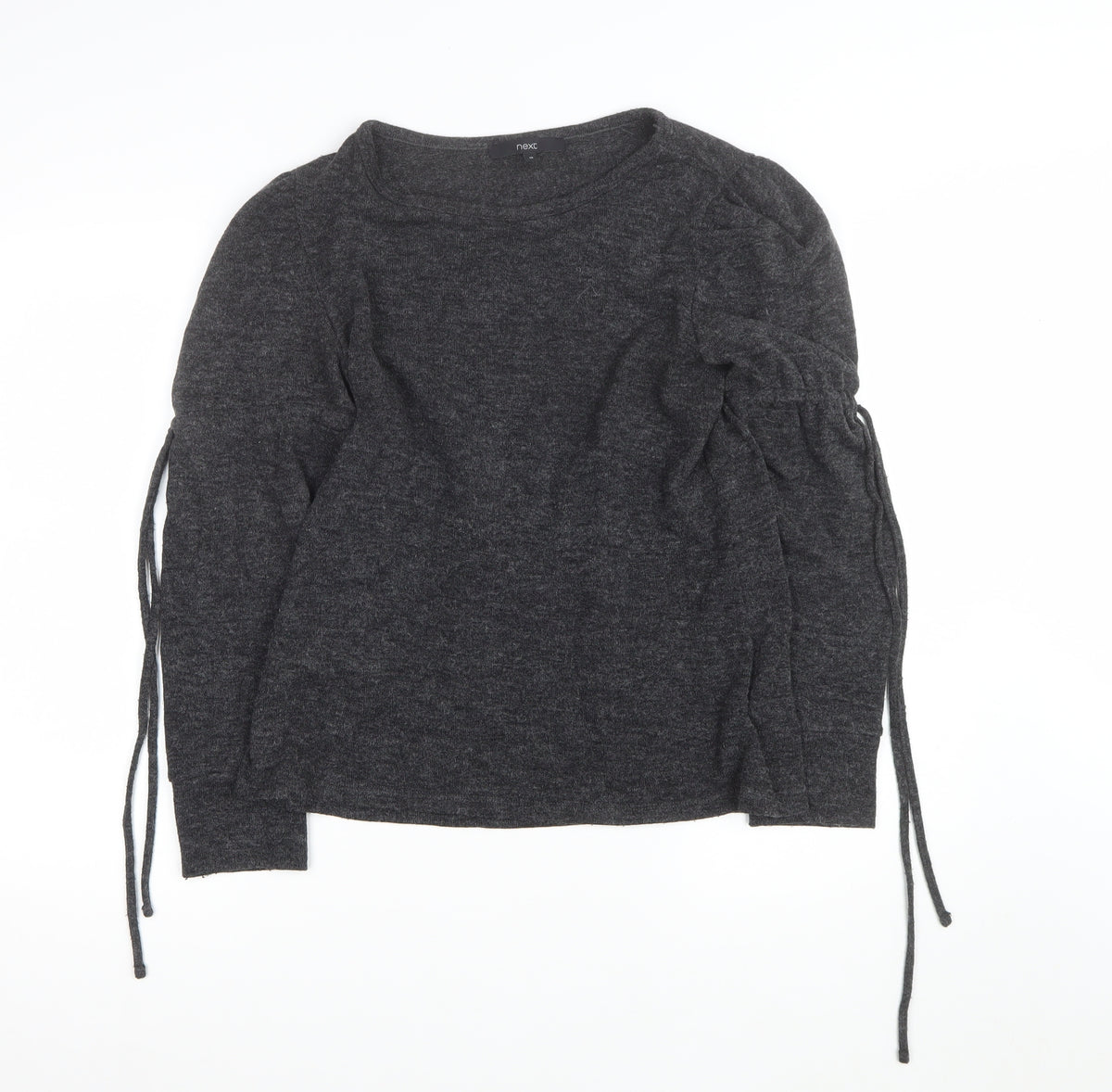Next Women Grey Size 10 Ruched Sleeve Knit Pullover Jumper