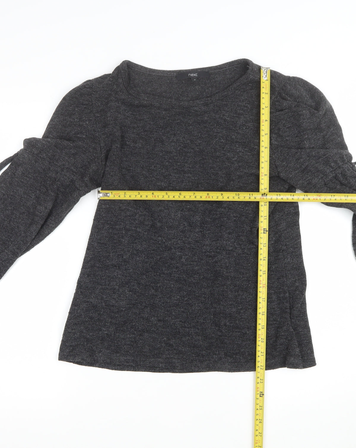 Next Women Grey Size 10 Ruched Sleeve Knit Pullover Jumper