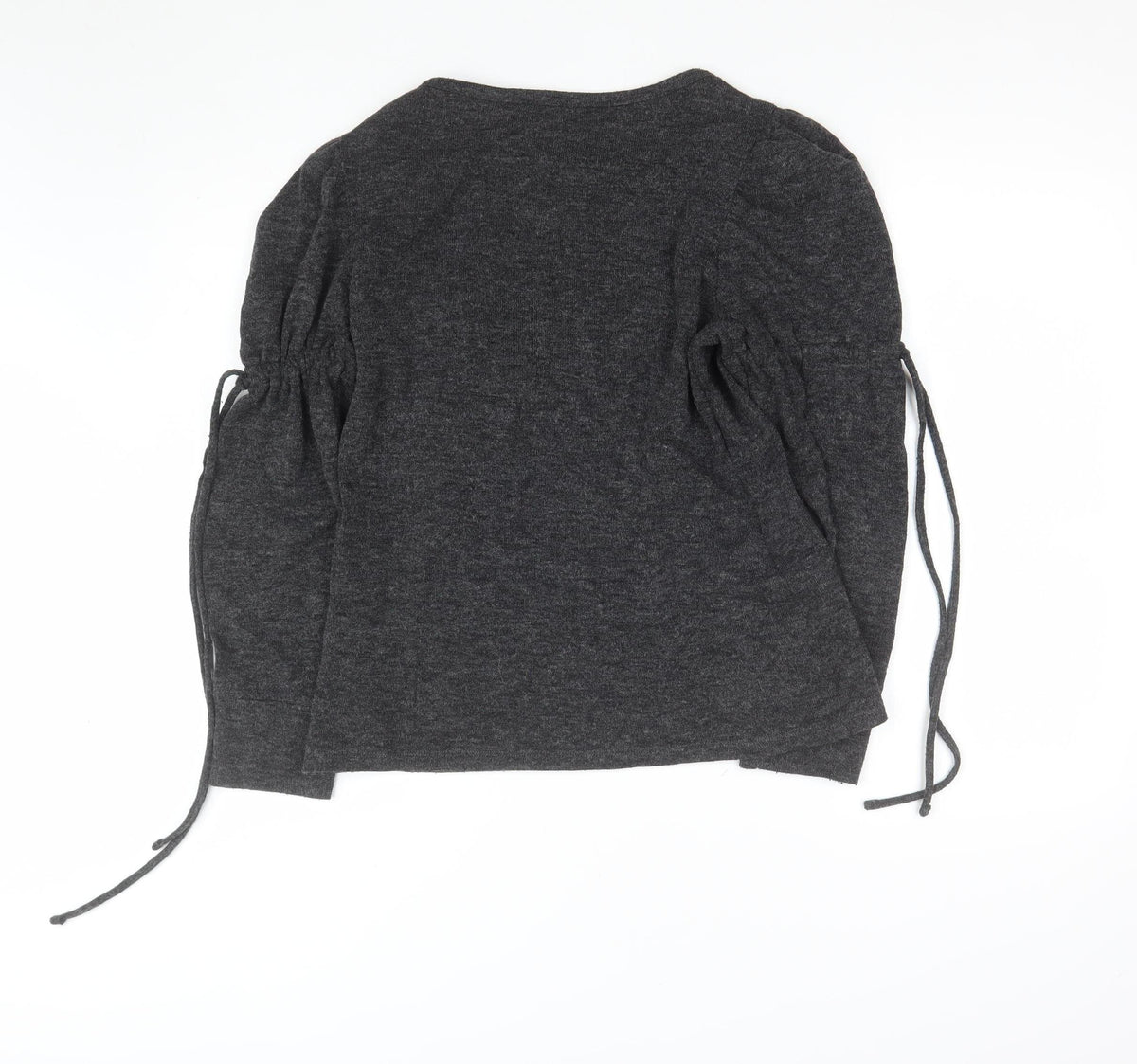 Next Women Grey Size 10 Ruched Sleeve Knit Pullover Jumper