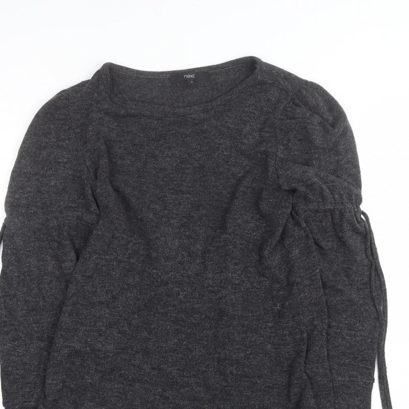 Next Women Grey Size 10 Ruched Sleeve Knit Pullover Jumper