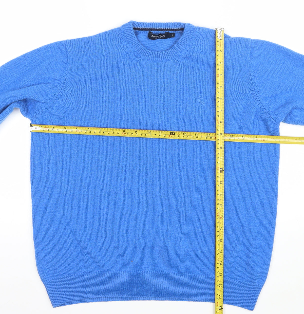 James Pringle Men's Blue L Crew Neck Knit Logo Pullover Jumper