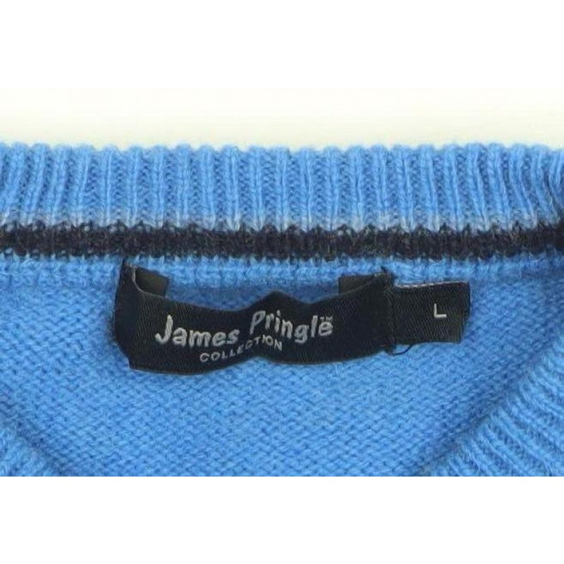 James Pringle Men's Blue L Crew Neck Knit Logo Pullover Jumper