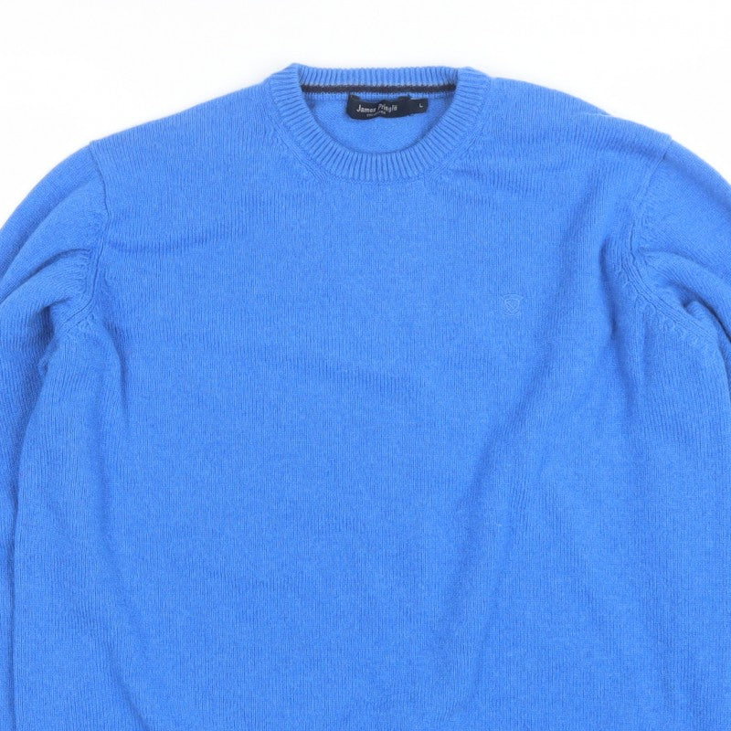 James Pringle Men's Blue L Crew Neck Knit Logo Pullover Jumper