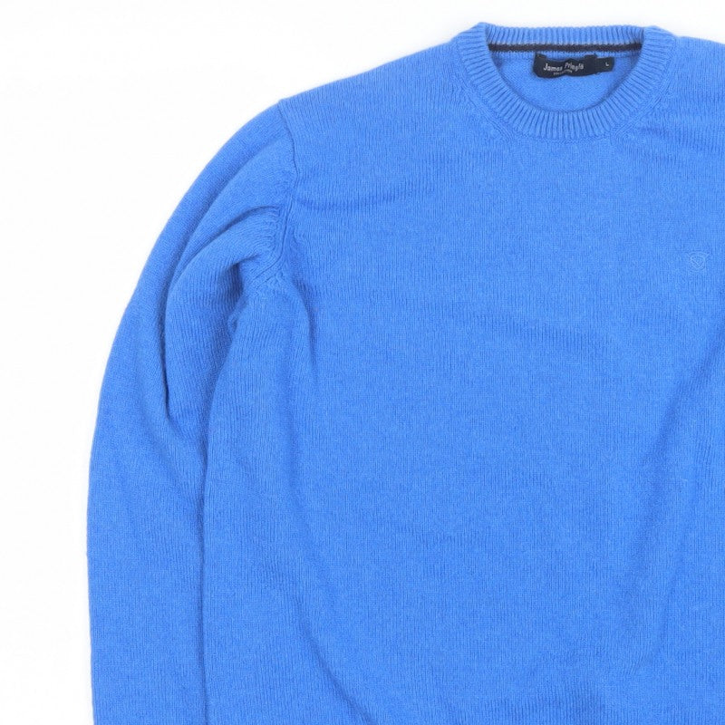 James Pringle Men's Blue L Crew Neck Knit Logo Pullover Jumper