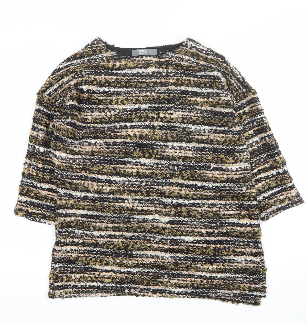 Nutmeg Women Multicoloured Stripe Chunky Knit Jumper UK 8