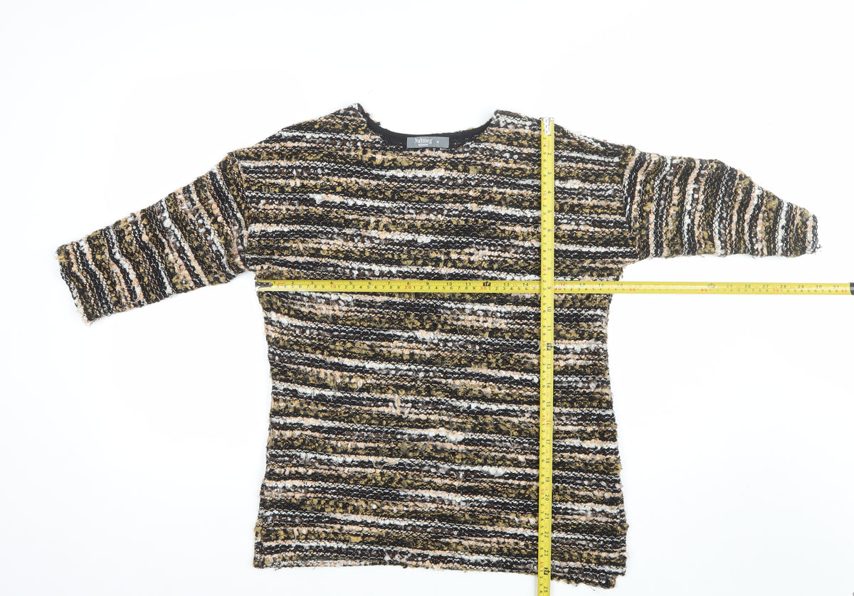 Nutmeg Women Multicoloured Stripe Chunky Knit Jumper UK 8