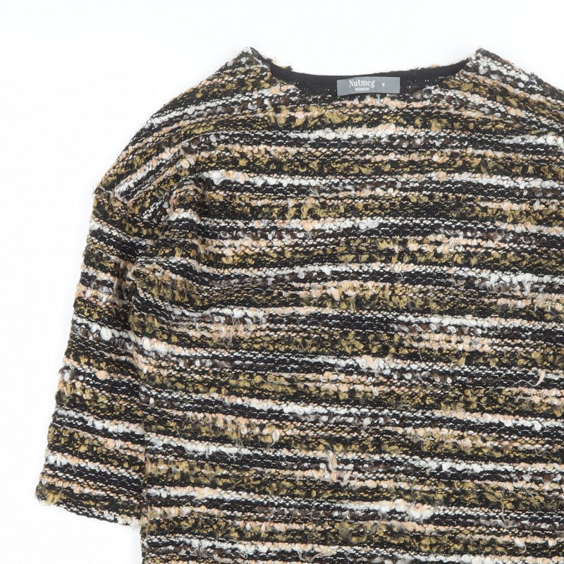 Nutmeg Women Multicoloured Stripe Chunky Knit Jumper UK 8