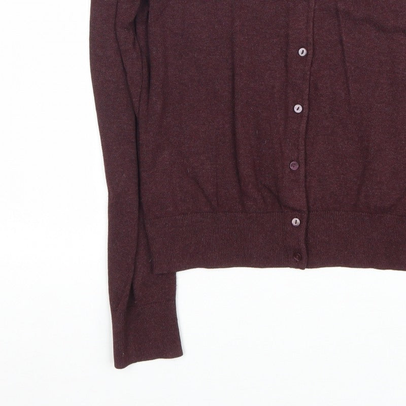 H&M Basic Women's Brown M Button Crew Neck Knit Cardigan