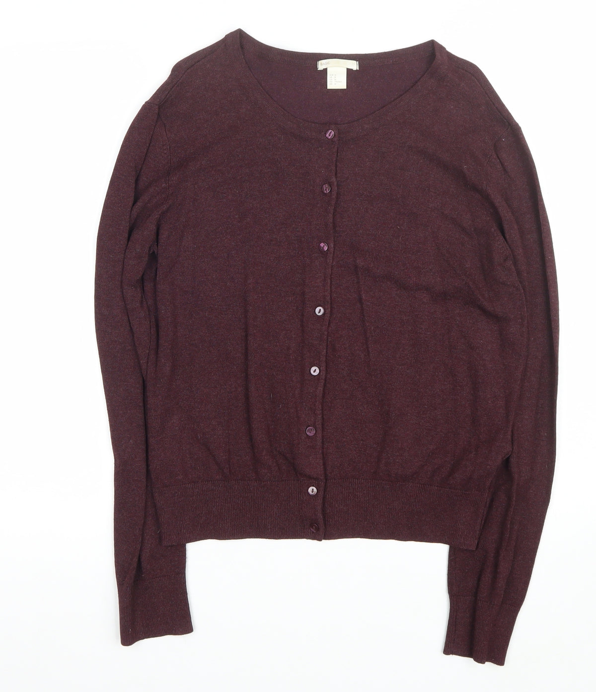 H&M Basic Women's Brown M Button Crew Neck Knit Cardigan