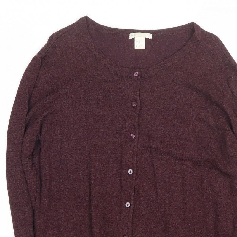 H&M Basic Women's Brown M Button Crew Neck Knit Cardigan