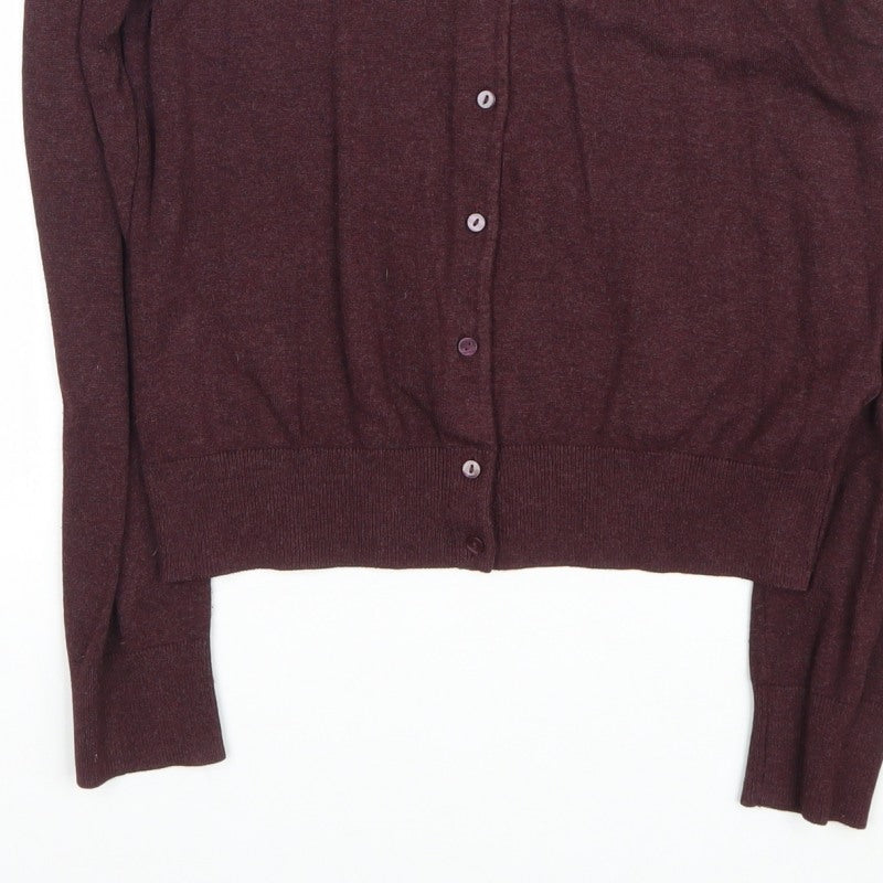 H&M Basic Women's Brown M Button Crew Neck Knit Cardigan