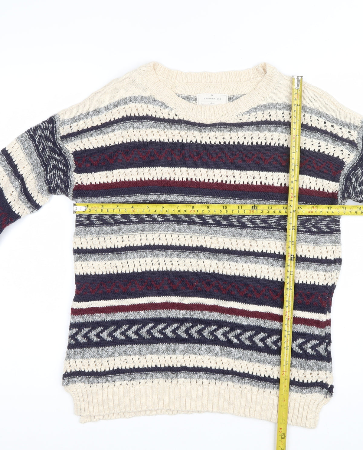 Springfield Women Multicoloured M Striped Crew Neck Knit Jumper