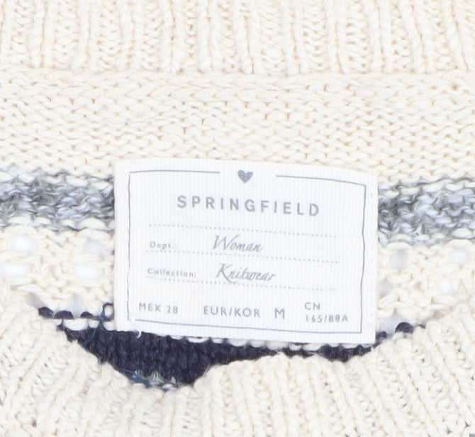 Springfield Women Multicoloured M Striped Crew Neck Knit Jumper
