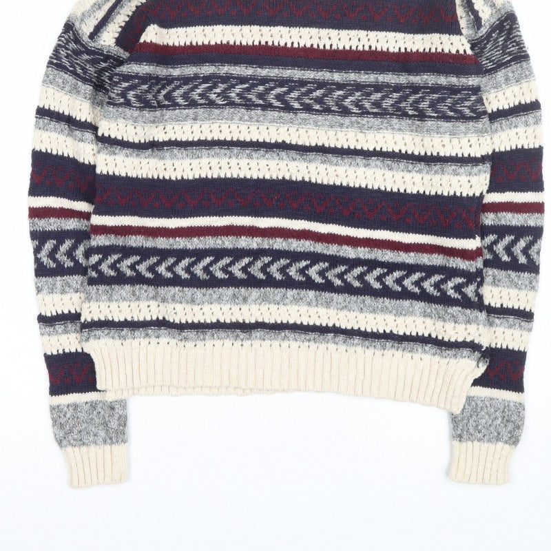 Springfield Women Multicoloured M Striped Crew Neck Knit Jumper