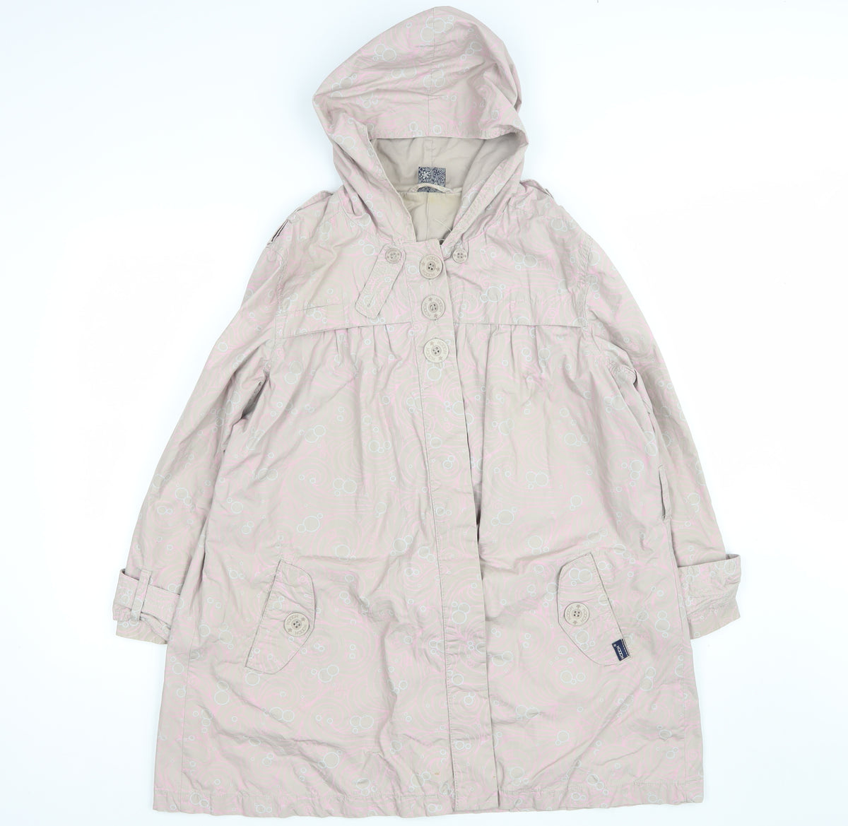 Hooch Teens Pink Size 14 Hooded Long Rain Coat Geometric