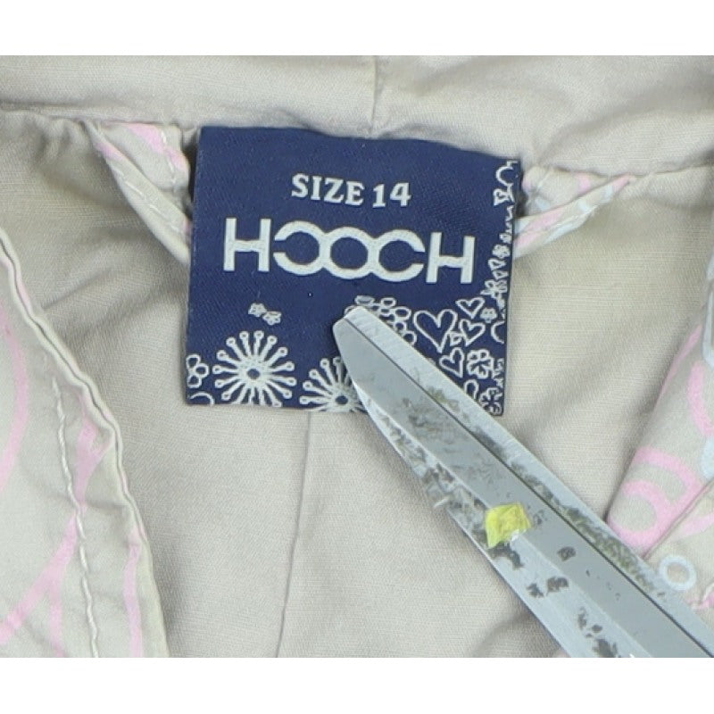 Hooch Teens Pink Size 14 Hooded Long Rain Coat Geometric