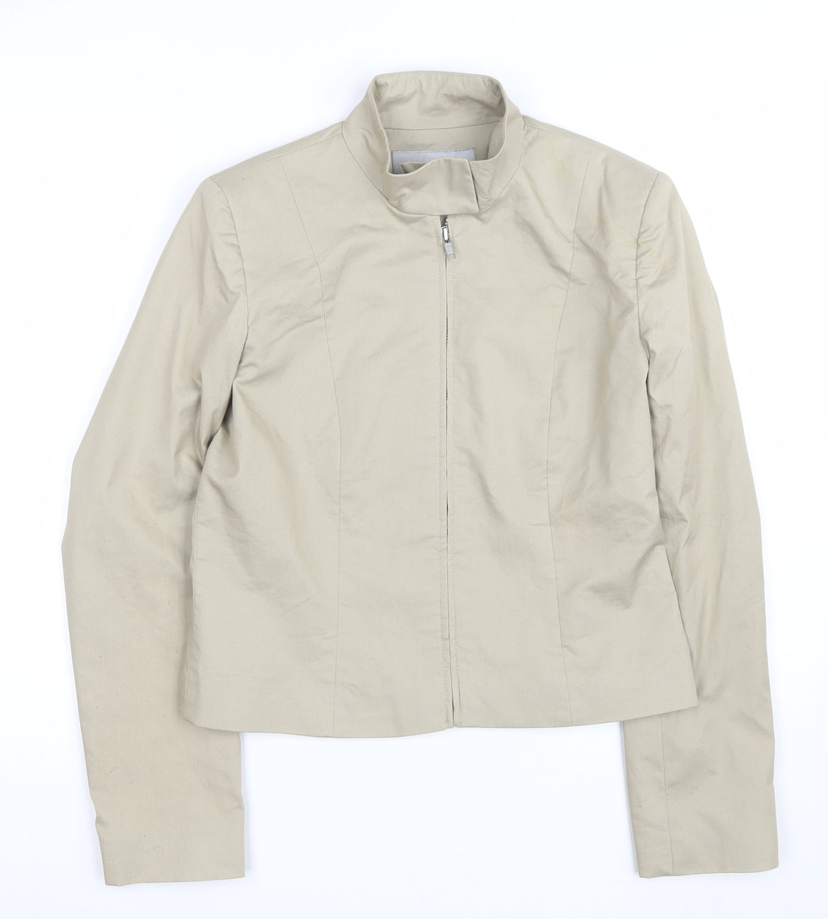 Warehouse Women’s Beige UK 12 Basic Zip Jacket Lined