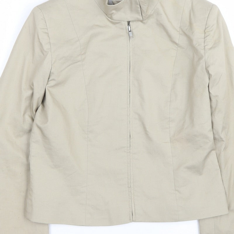 Warehouse Women’s Beige UK 12 Basic Zip Jacket Lined