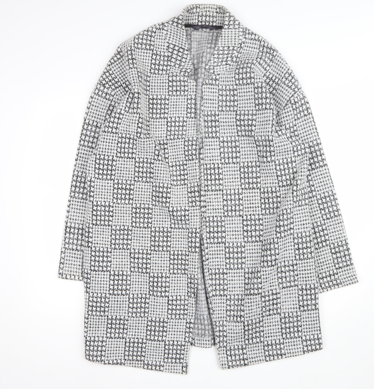 Marks and Spencer Womens Grey UK 16 Houndstooth Long Open Coatigan
