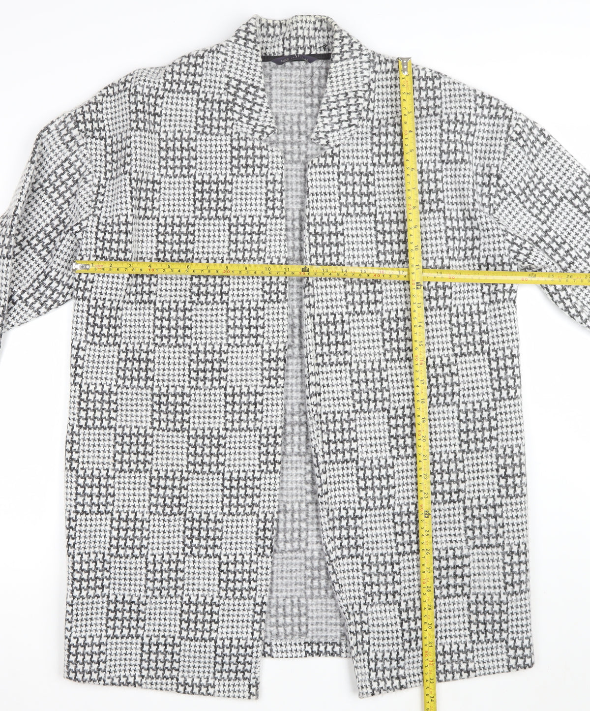 Marks and Spencer Womens Grey UK 16 Houndstooth Long Open Coatigan
