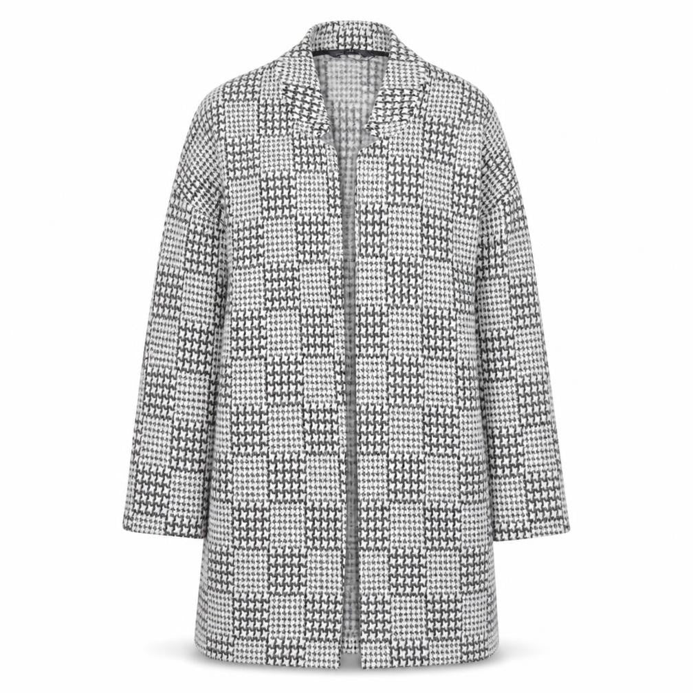 Marks and Spencer Womens Grey UK 16 Houndstooth Long Open Coatigan