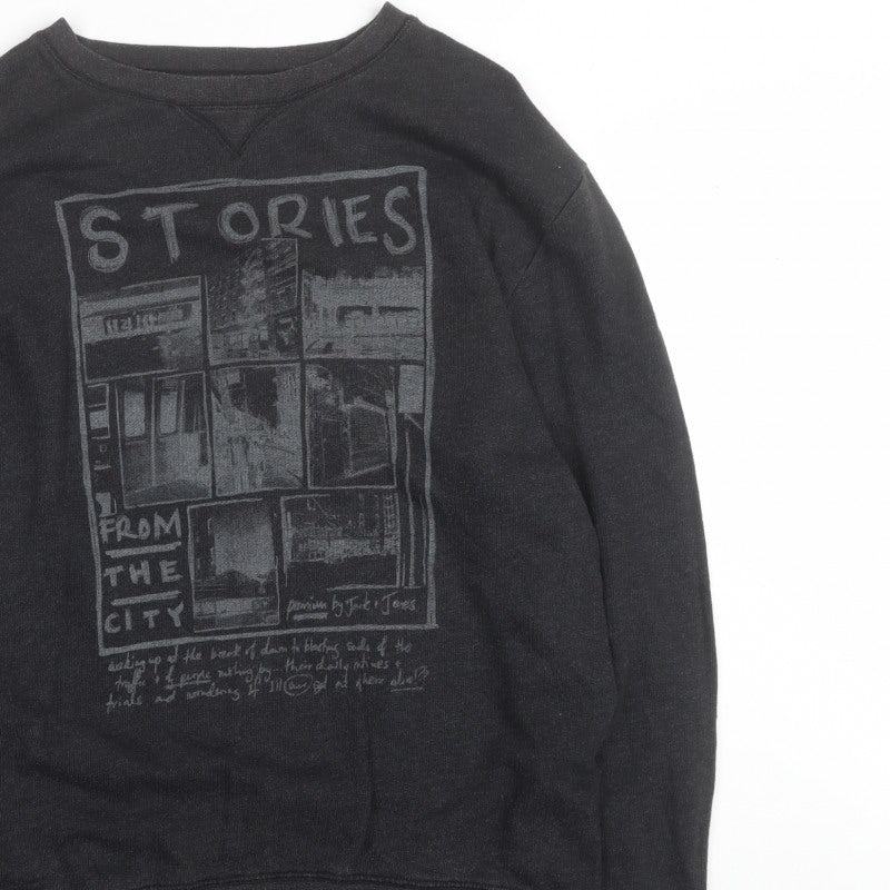 Jack & Jones Premium Men’s Black XL Pullover Graphic City Sweatshirt