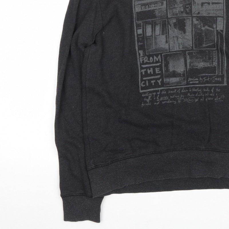 Jack & Jones Premium Men’s Black XL Pullover Graphic City Sweatshirt